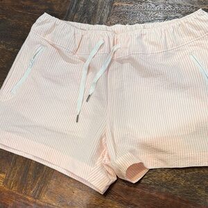 Women's Magellan Athletic Shorts with Light Peach Stripes and Zip Pockets